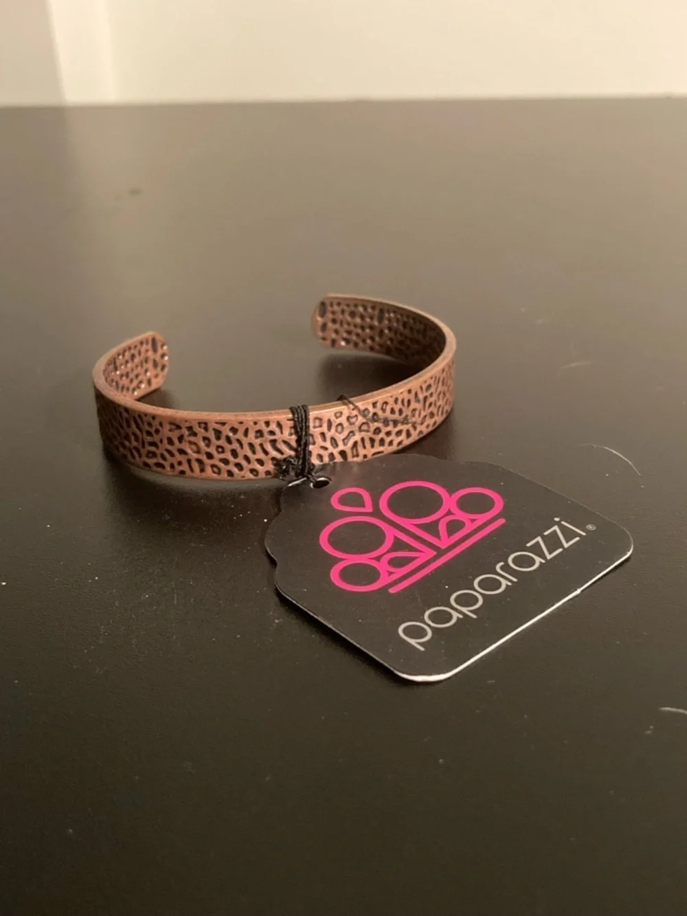 paparazzi Copper-Tone Leopard Textured Open Cuff Bracelet